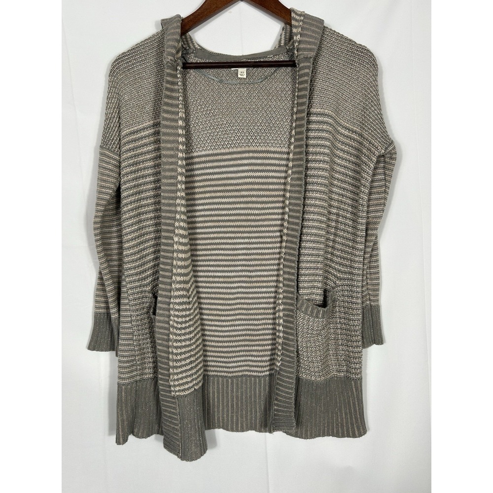 Sonoma Y2K Open Knit Hooded Cardigan Size XSโ Crochet Indie Earthy Boho